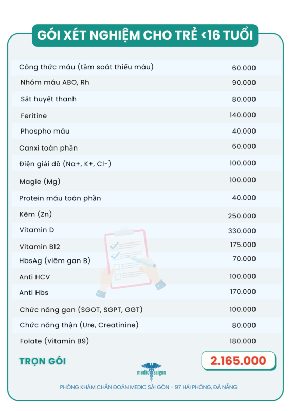 Gói xét nghiệm vi chất cho bé tại Đà Nẵng