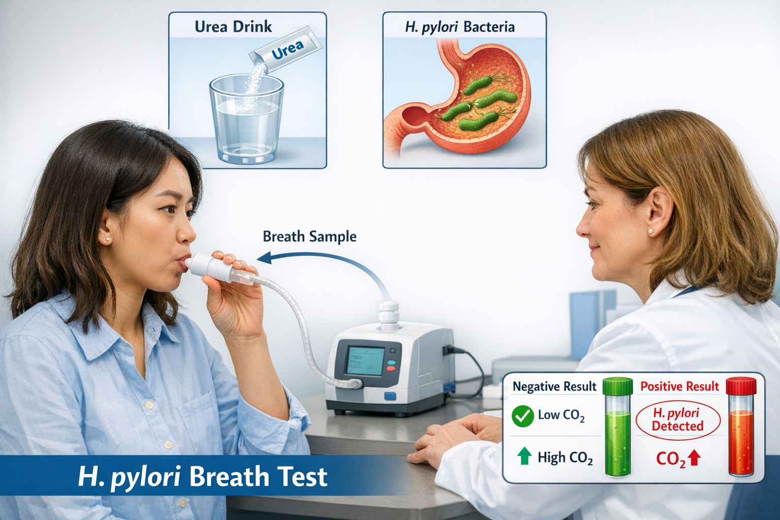 Procedure for the H. pylori breath test 